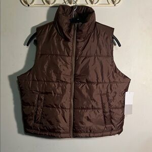 Zella Women's Brown Quilted Puffer Vest Size Small